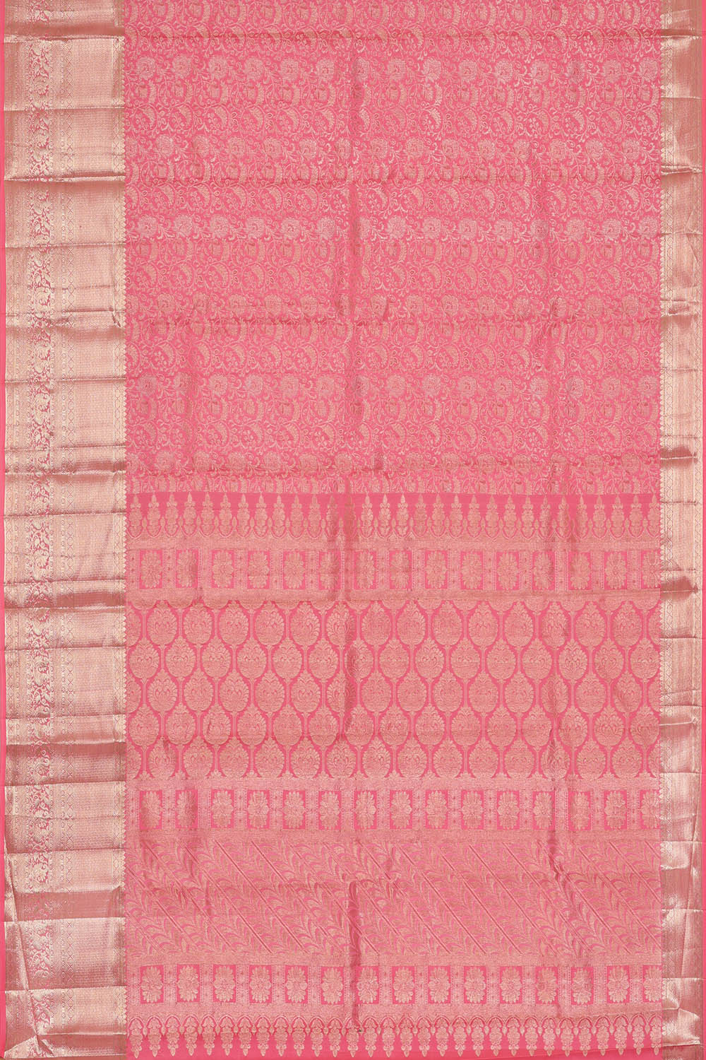 Image of Rose-Pink South Silk Brocade Saree