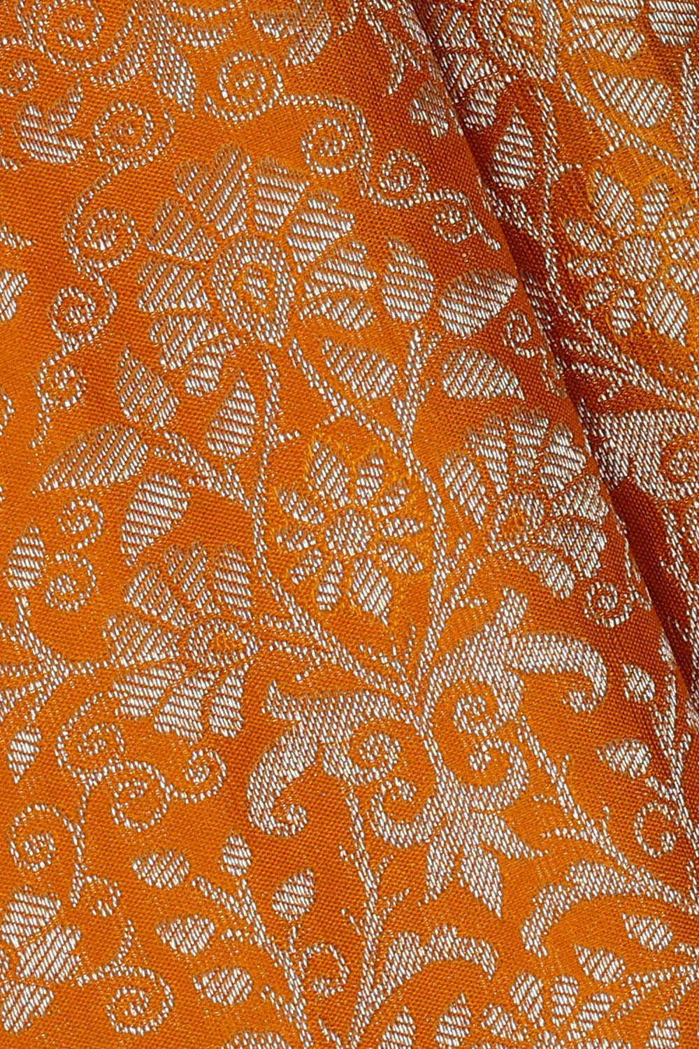 Image of Orange South Silk Brocade Saree