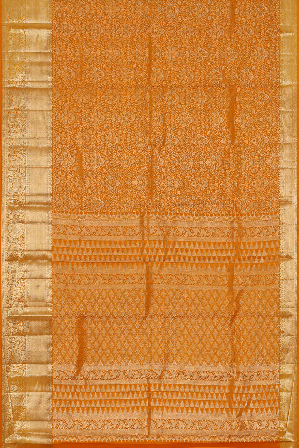 Image of Orange South Silk Brocade Saree
