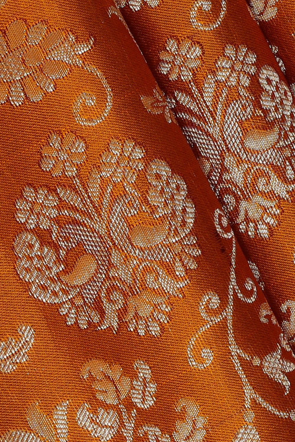 Image of Rust-Orange South Silk Saree
