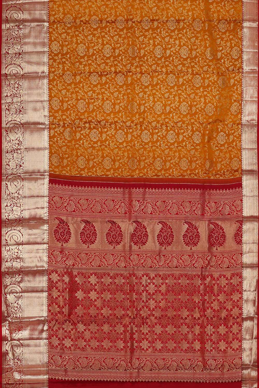 Image of Rust-Orange South Silk Saree