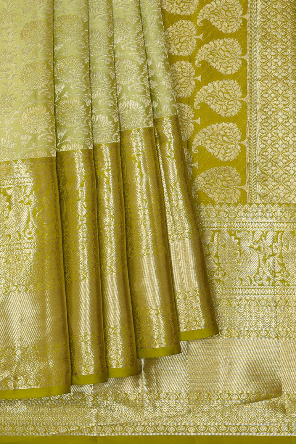 Image of Green South Silk Brocade Saree