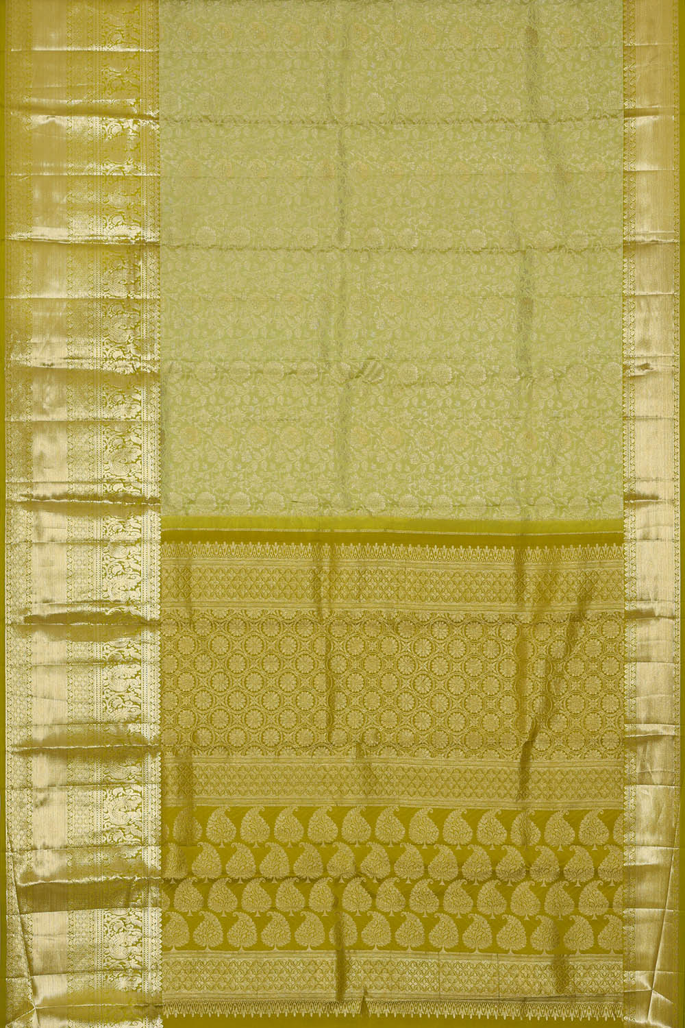 Image of Green South Silk Brocade Saree