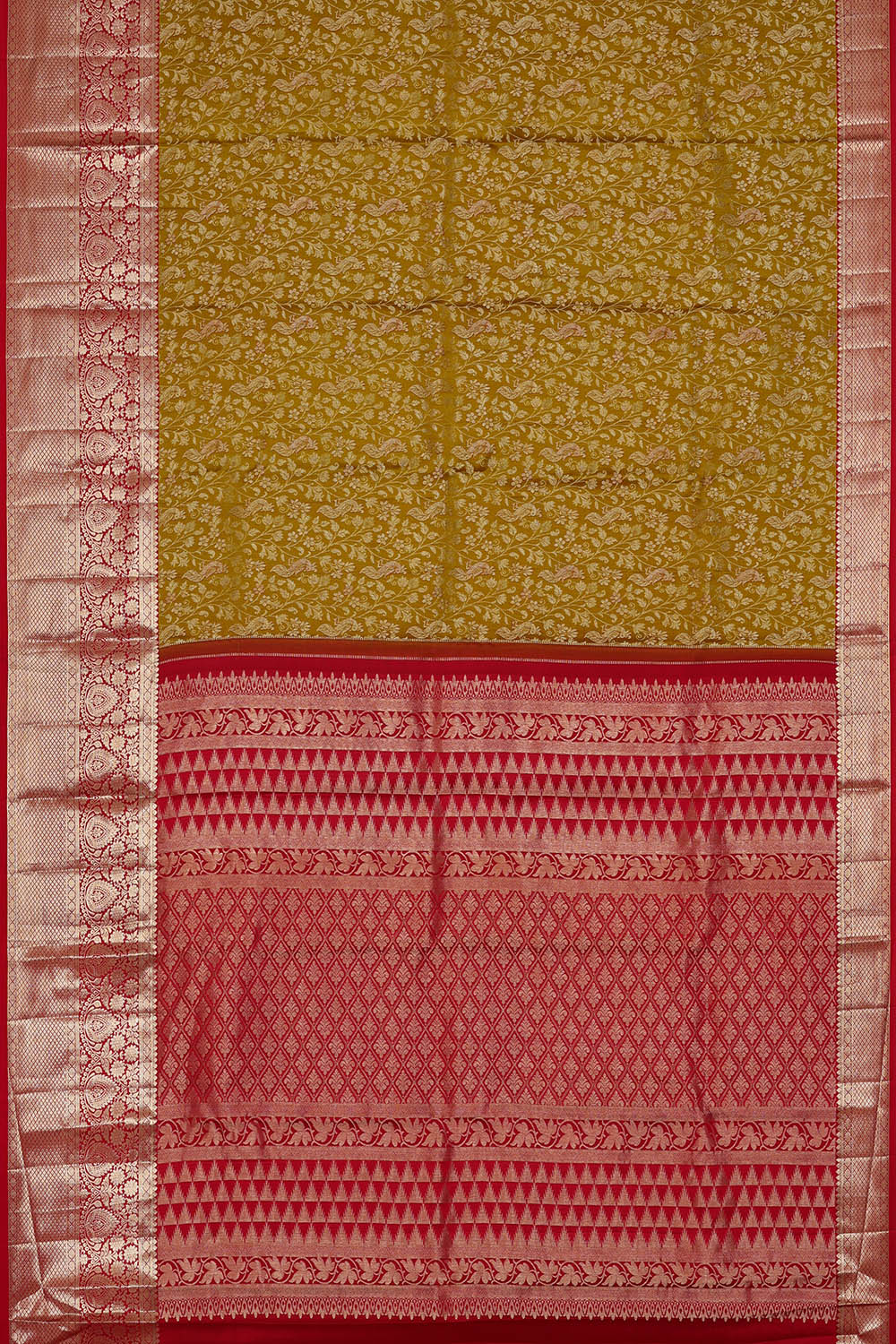 Image of Moss-Green South Silk Brocade Saree