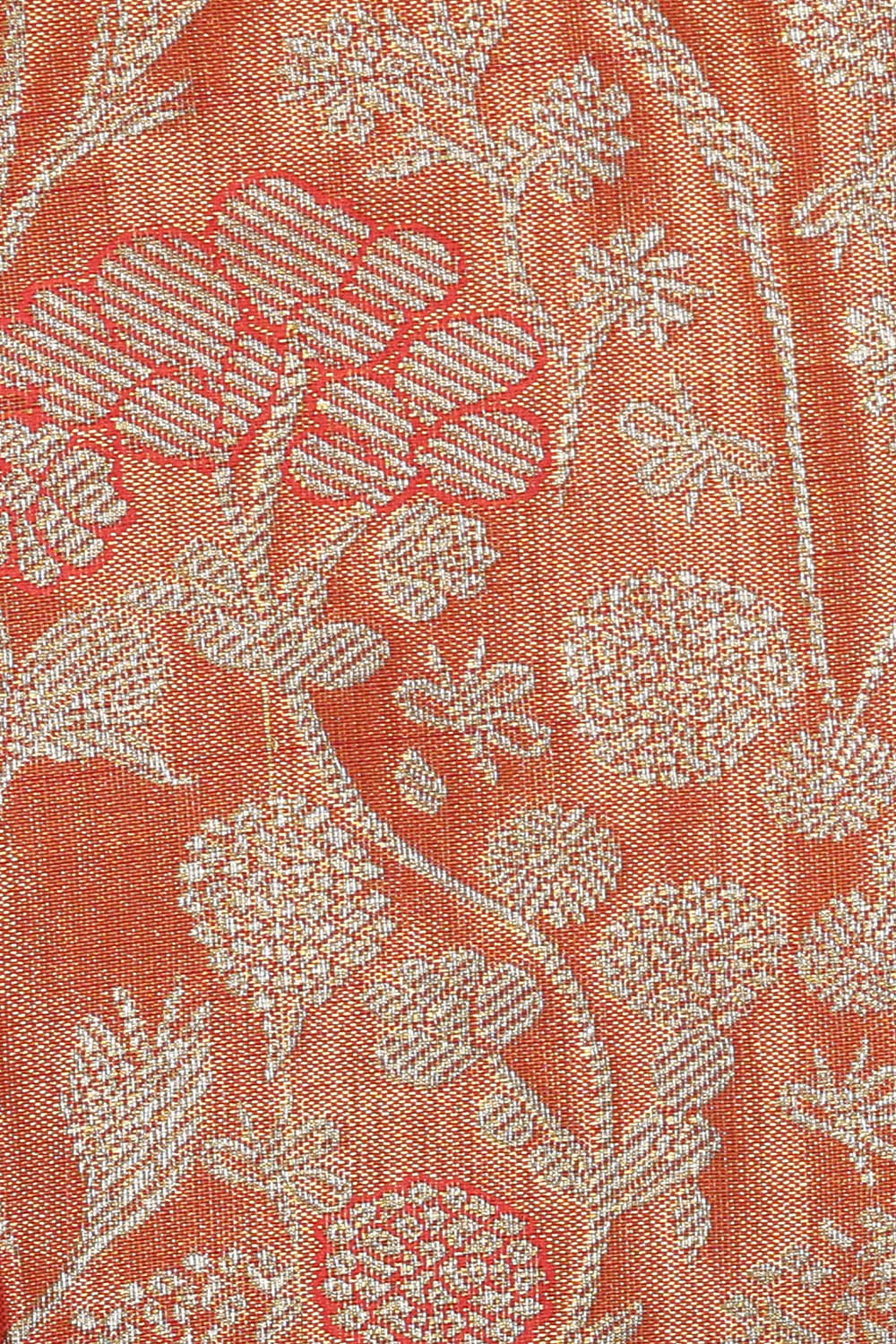 Image of Orange Kanchipattu Tissue Brocade Saree
