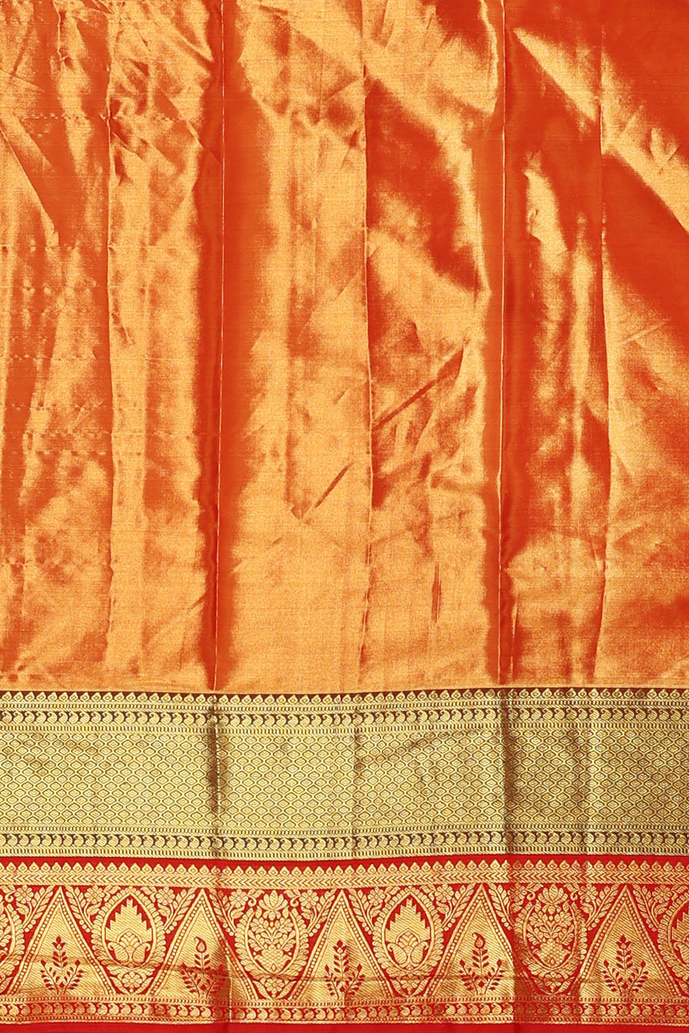 Image of Orange Kanchipattu Tissue Brocade Saree