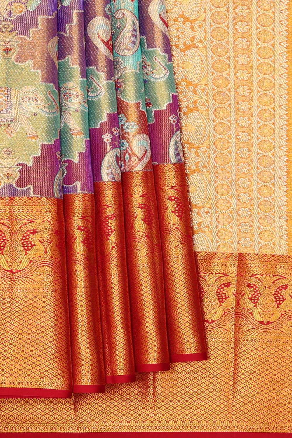 Image of Kanchipattu Purple Tissue Brocade Saree