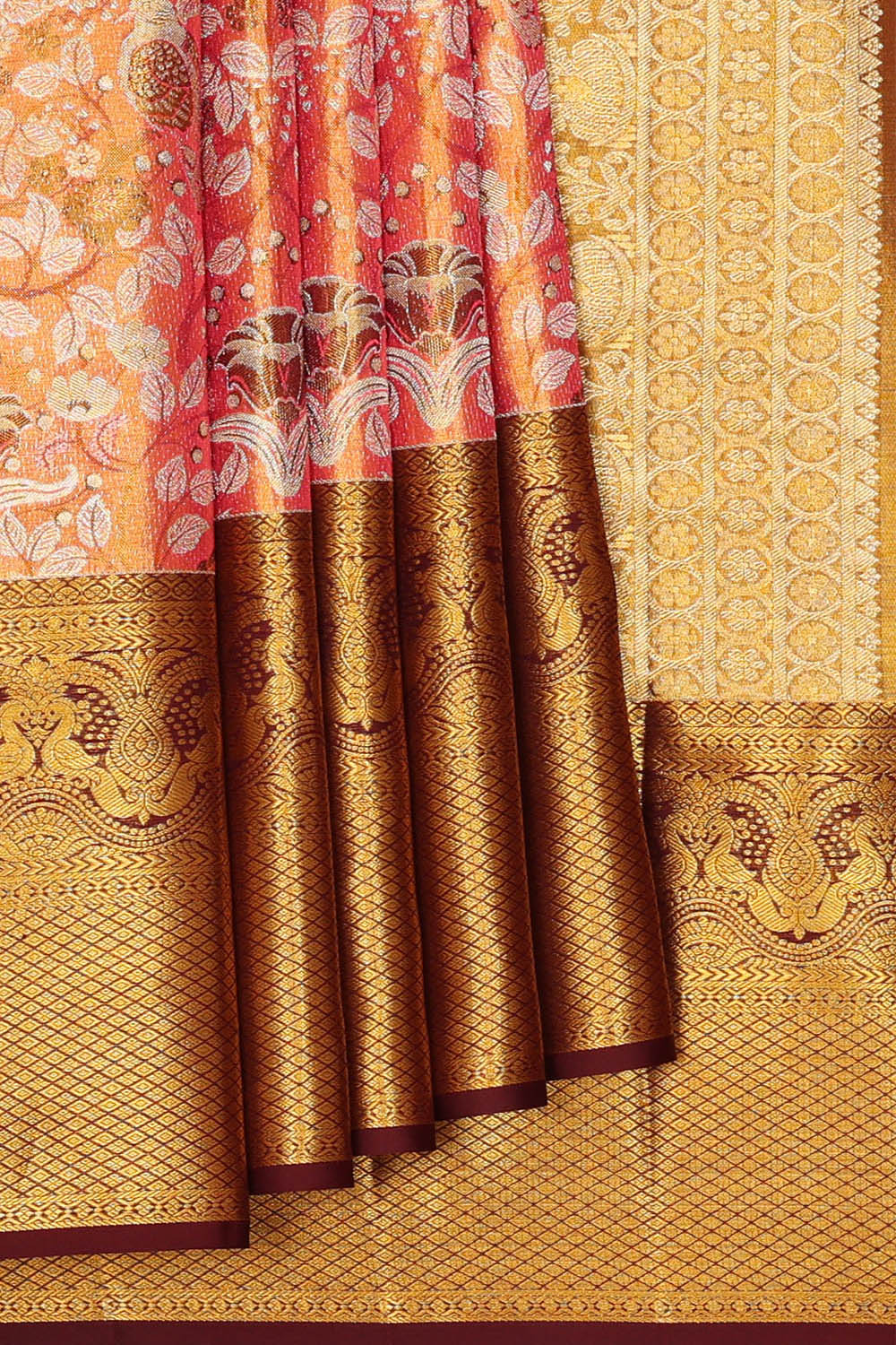 Image of Kanchipattu Pink Tissue Brocade Saree