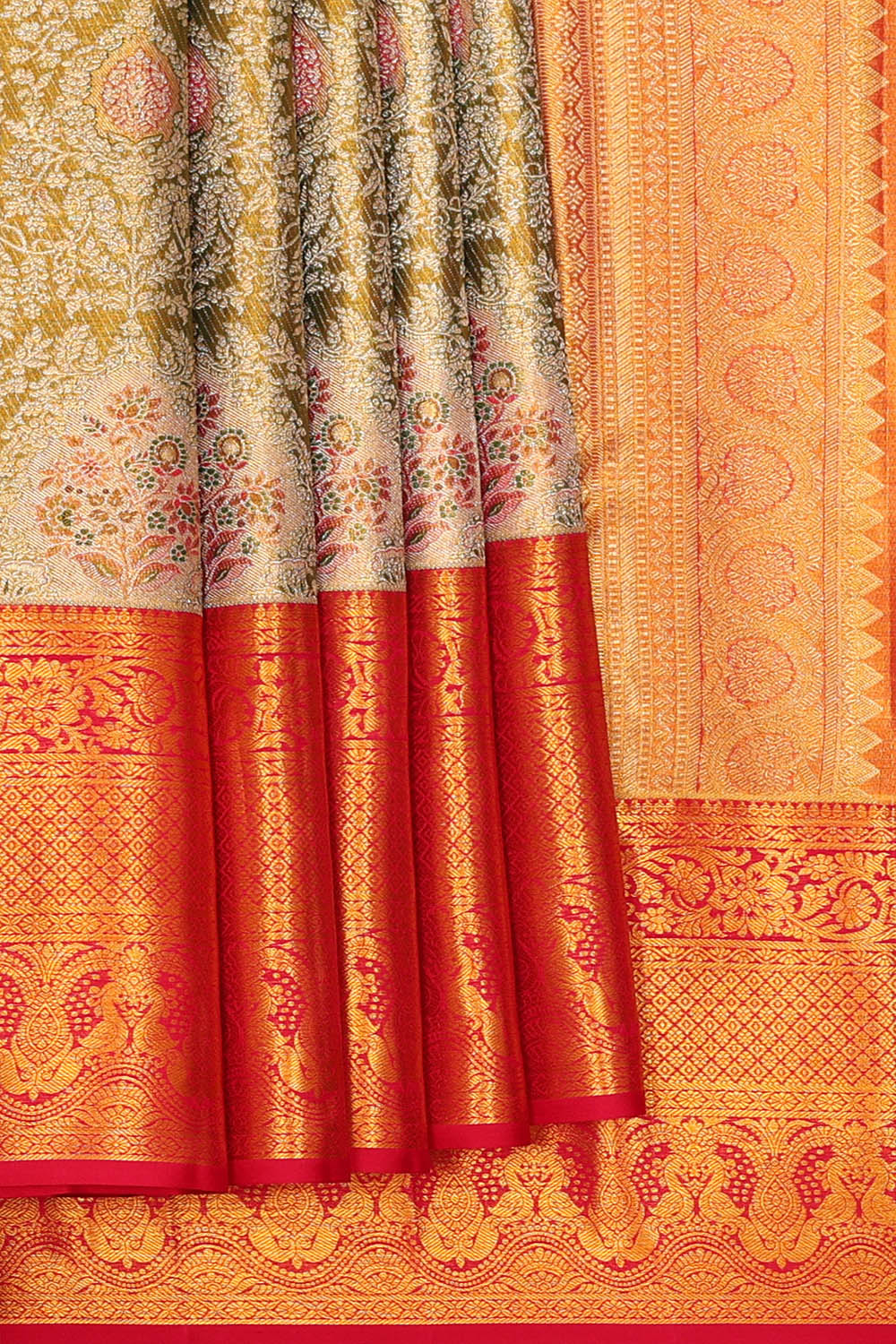 Image of Kanchipattu Green Tissue brocade saree