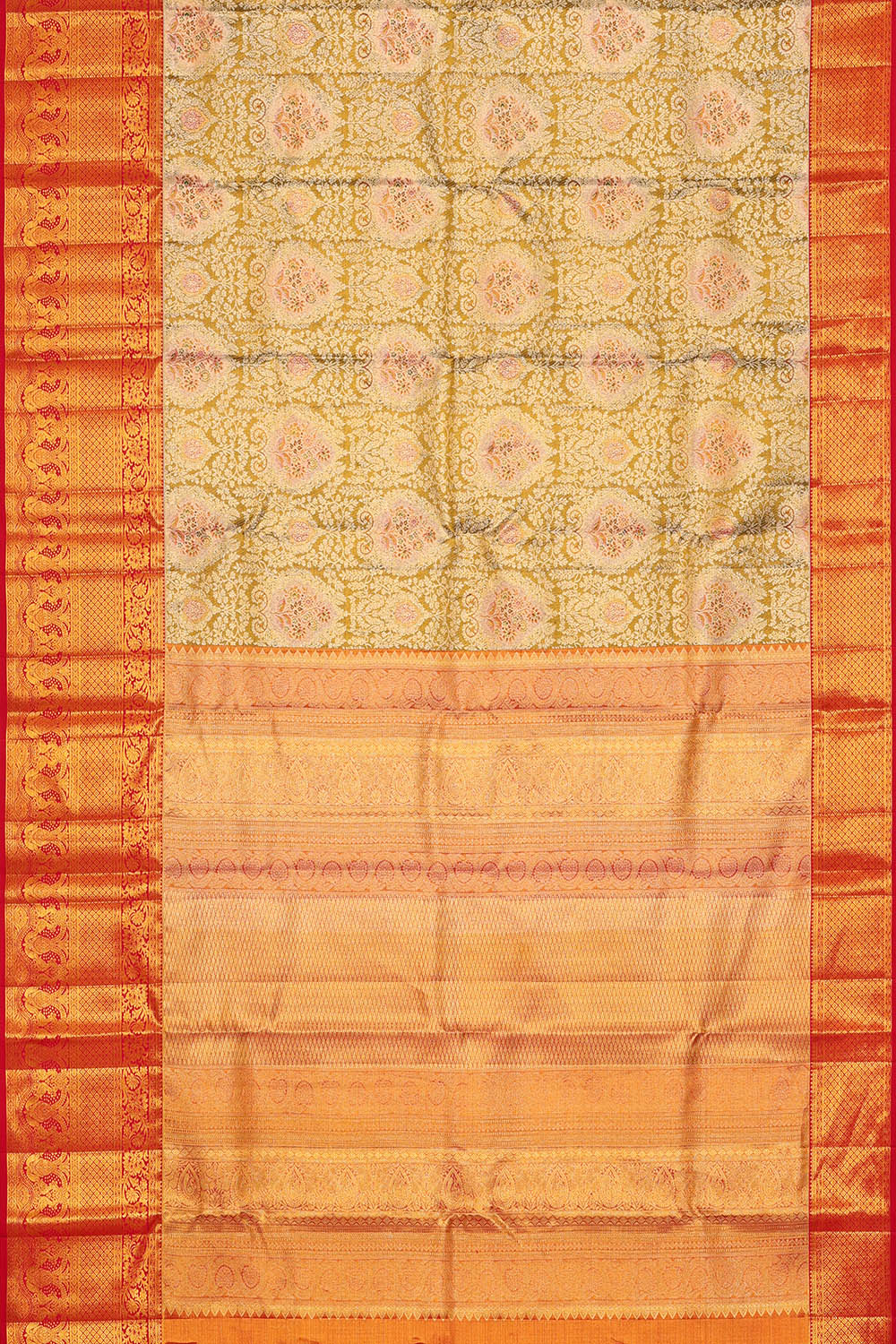 Image of Kanchipattu Green Tissue brocade saree