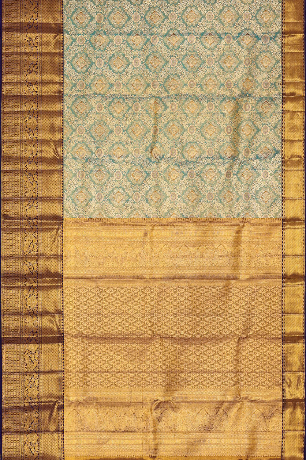Image of Kanchipattu Blue Tissue Brocade Saree