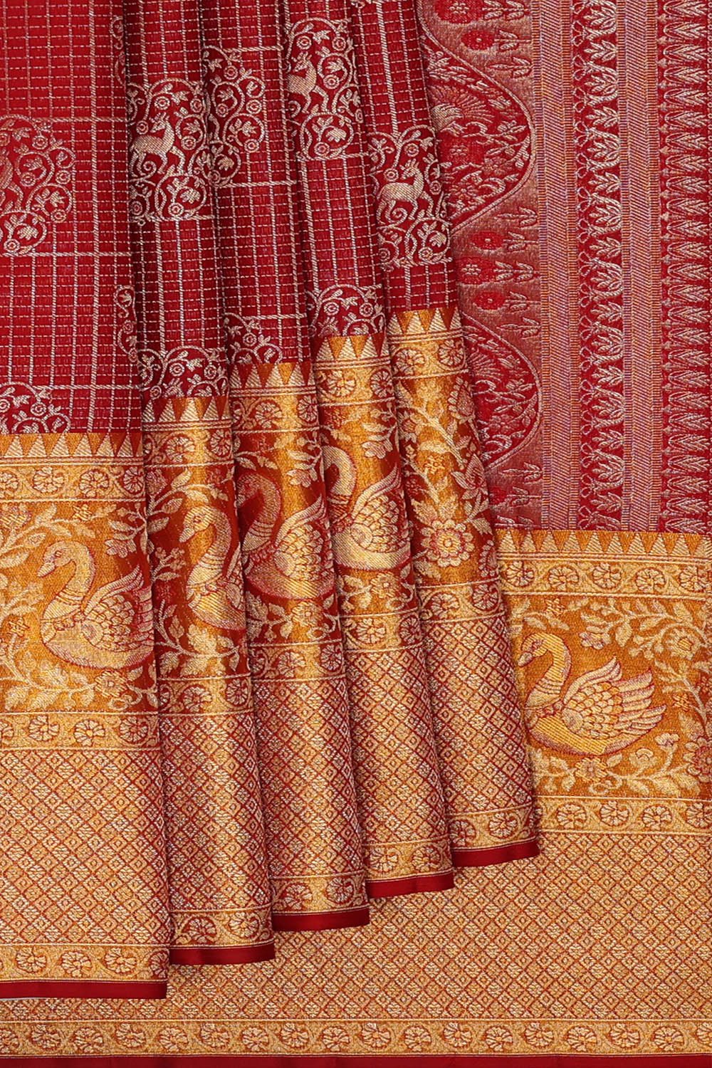 Image of Kanchipattu Red Brocade Saree