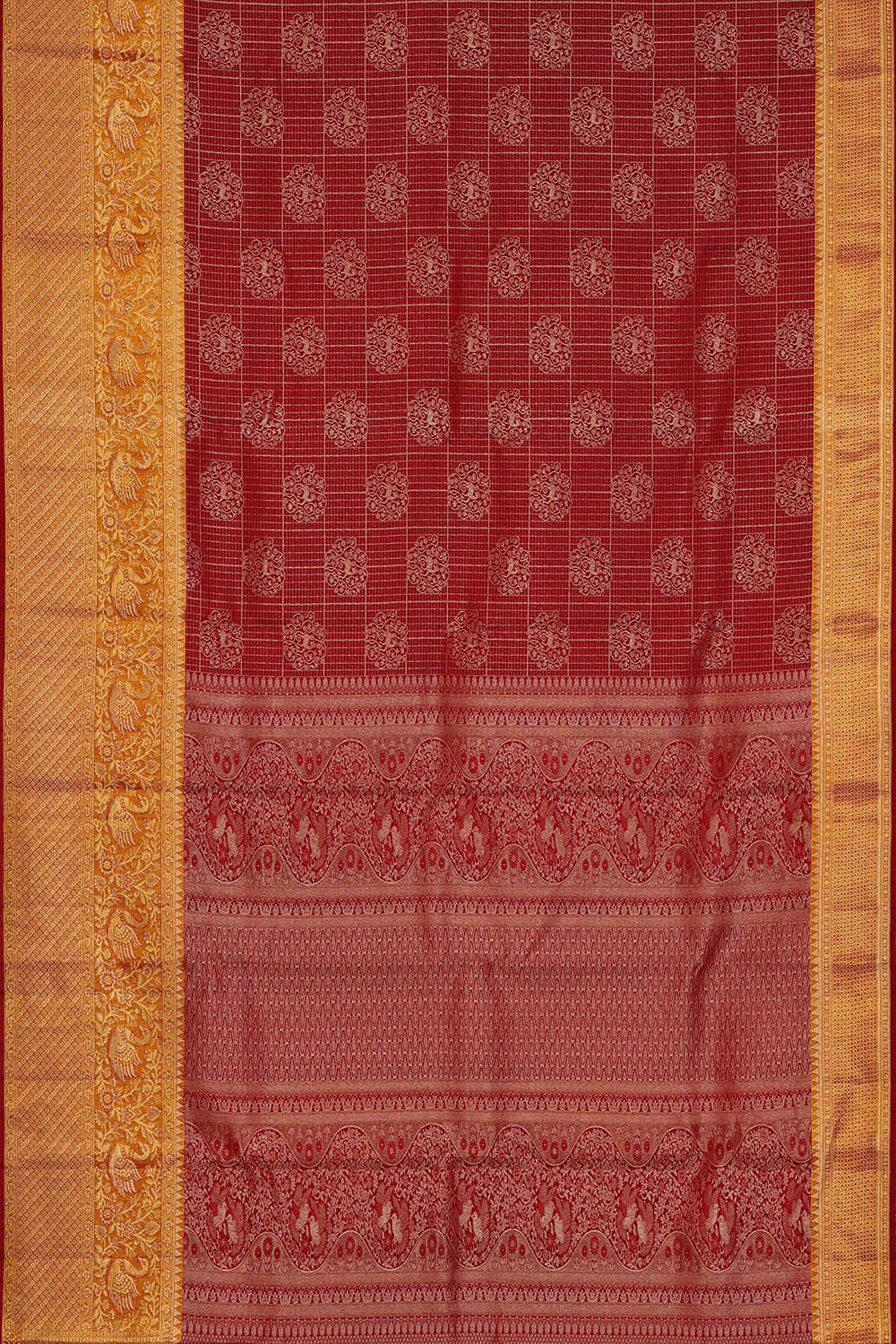 Image of Kanchipattu Red Brocade Saree
