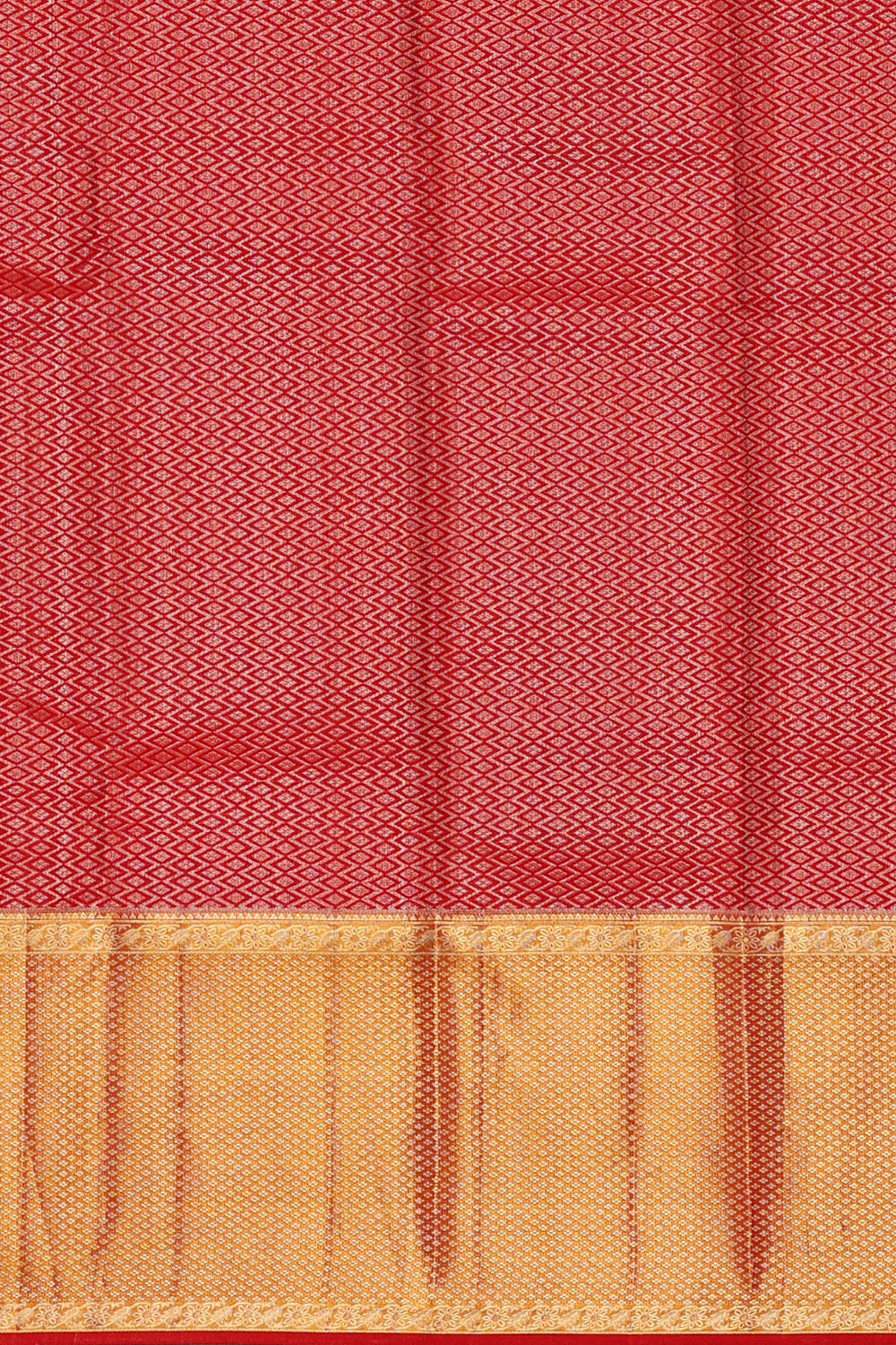 Image of Kanchipattu Crimson-Red Brocade Saree