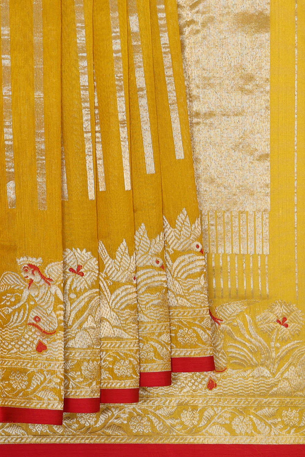 Image of Yellow Chanderi Silk Saree