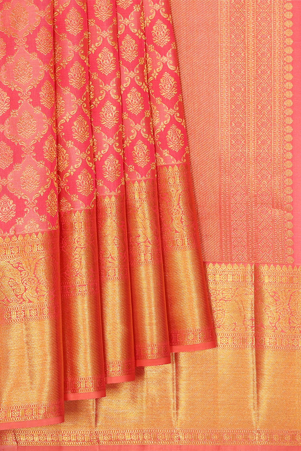 Image of Peach Kanchipattu Brocade Saree