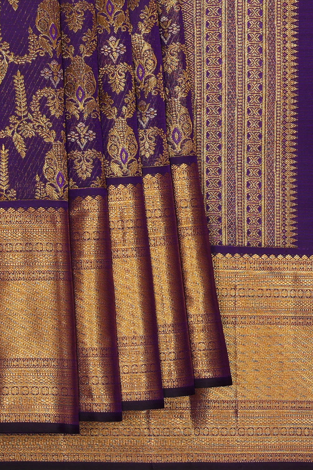 Image of Kanchipattu Purple Brocade Saree