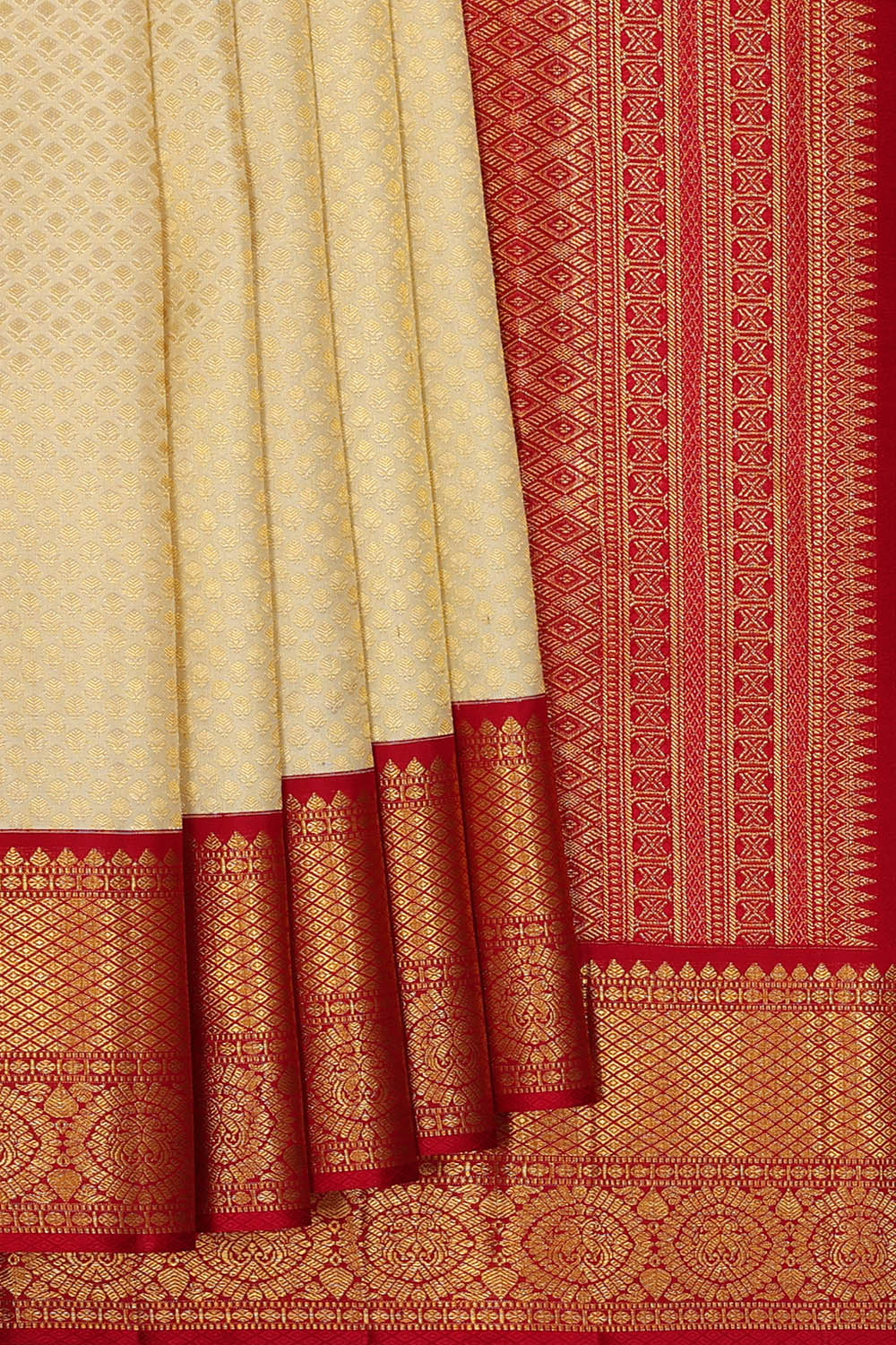 Image of Kanchipattu Cream Brocade Saree