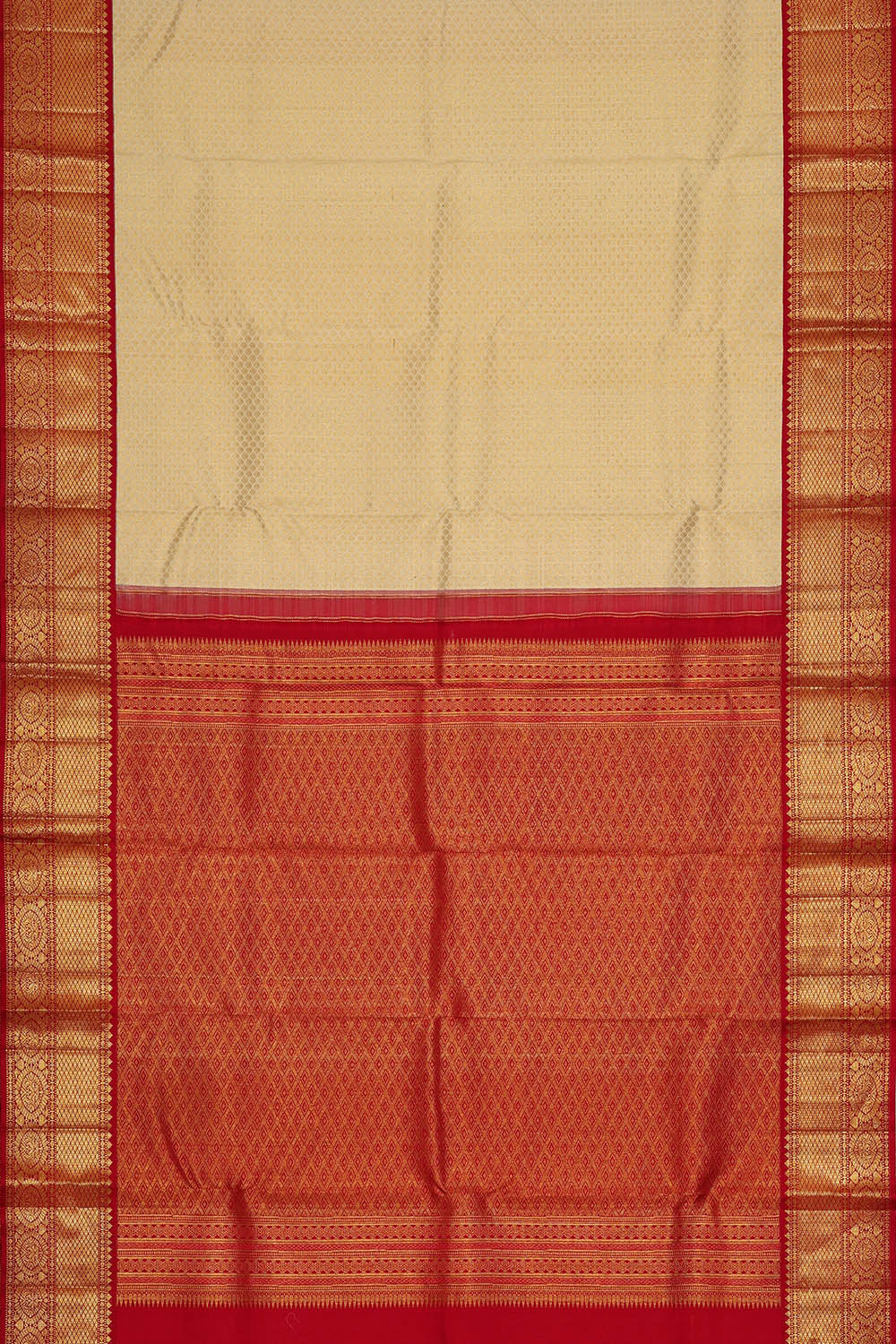Image of Kanchipattu Cream Brocade Saree