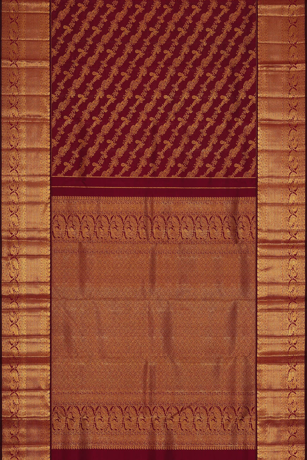 Image of Maroon Brocade Kanchipattu Saree
