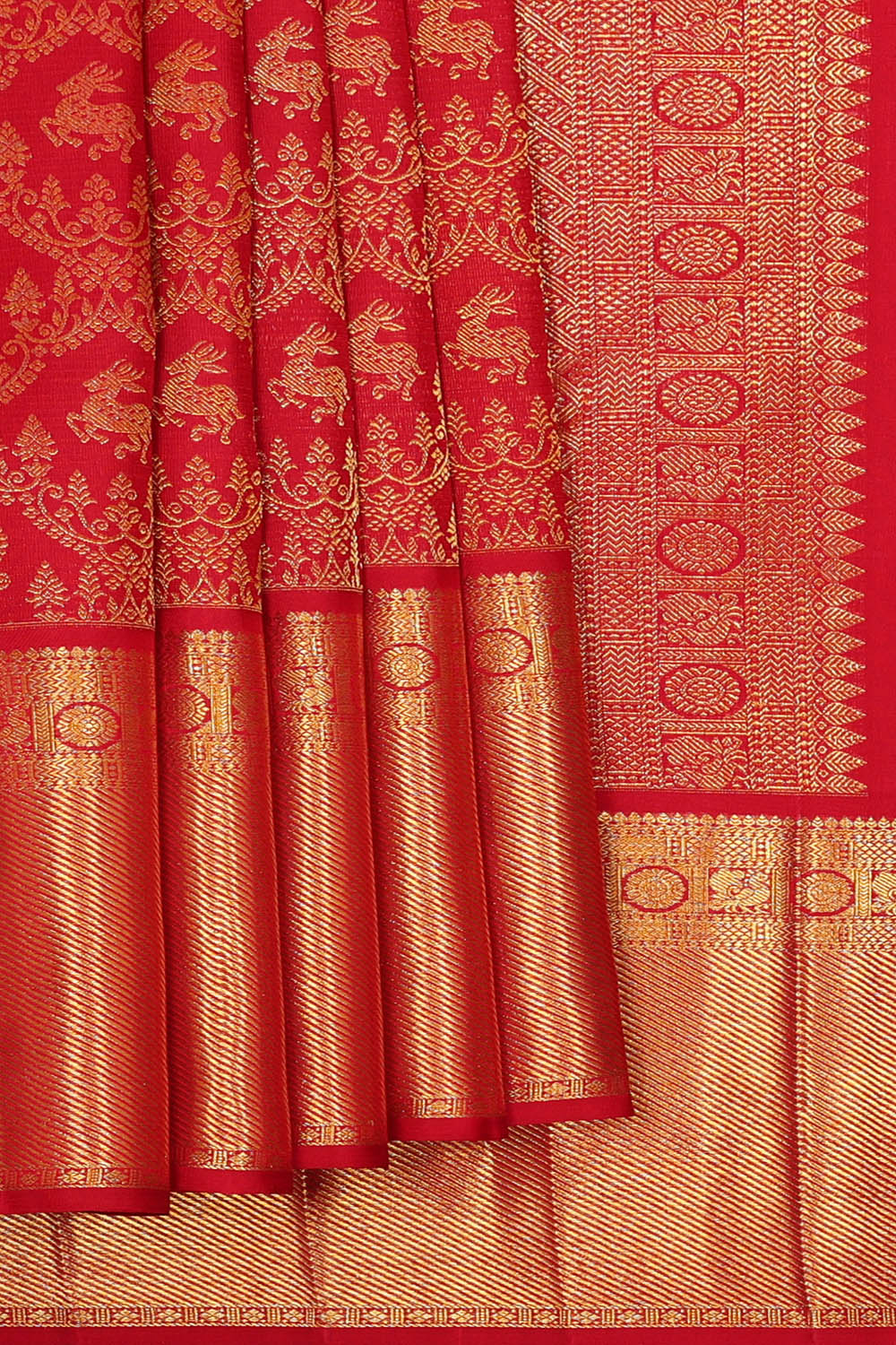 Image of Red Kanchipattu Brocade Saree