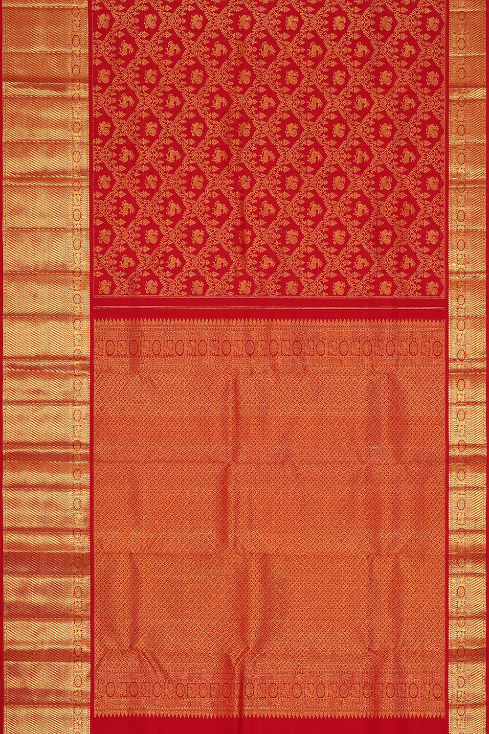 Image of Red Kanchipattu Brocade Saree
