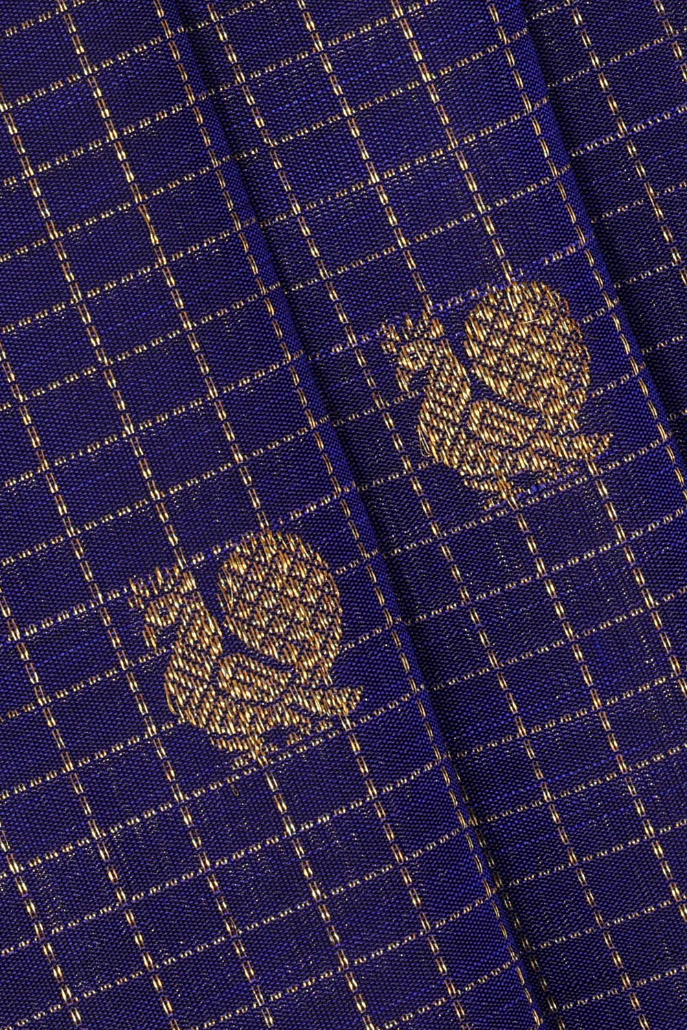 Image of Indigo-Blue Kanchipattu Kattam Saree