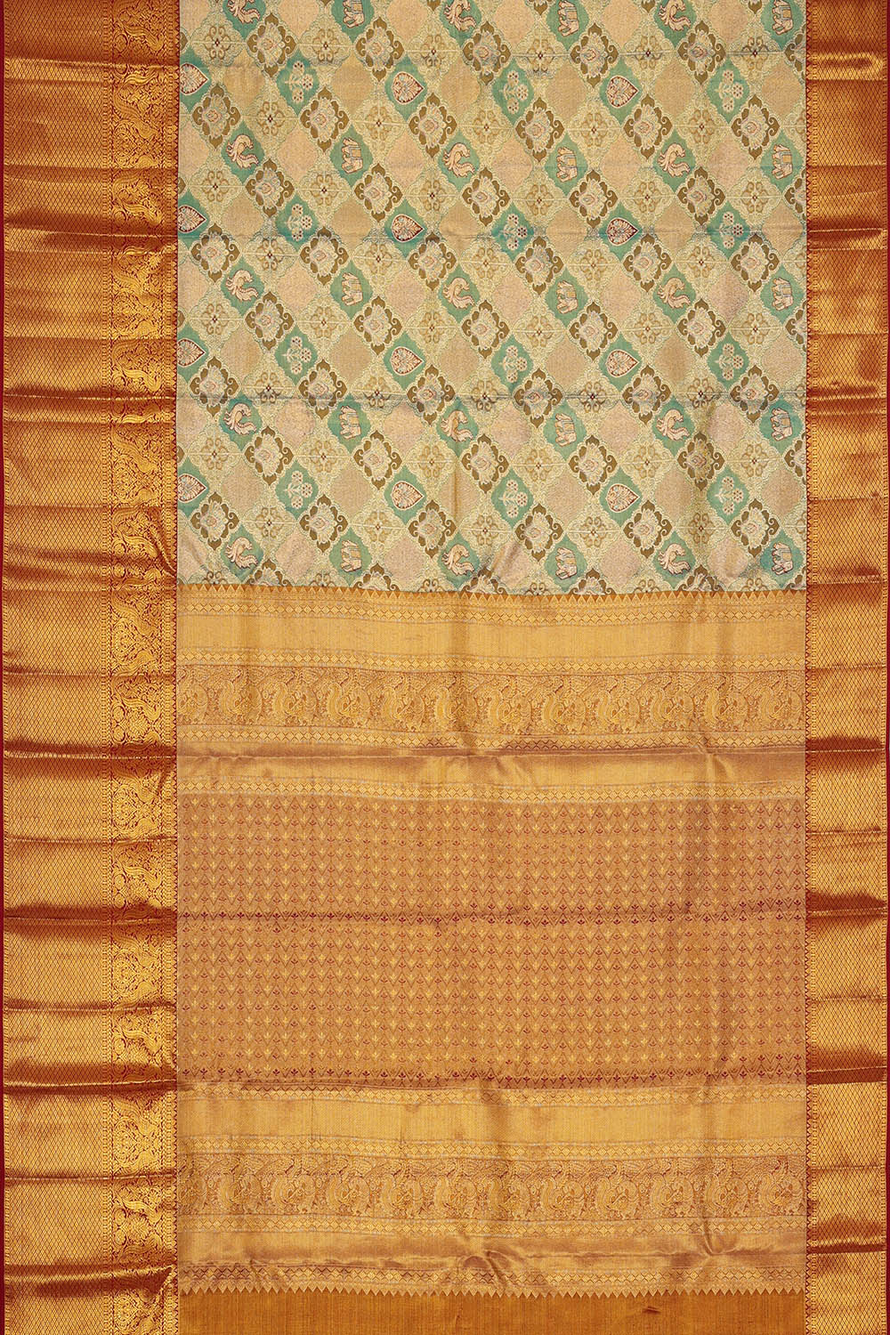 Image of Kanchipattu Green Tissue Brocade Saree