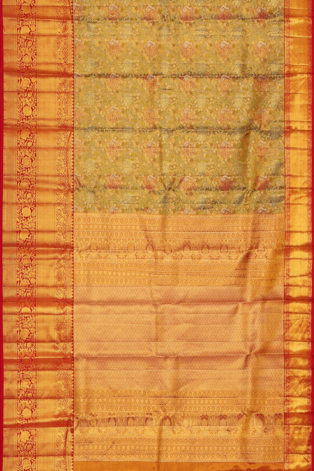 Image of Green Kanchipattu Tissue Brocade Saree