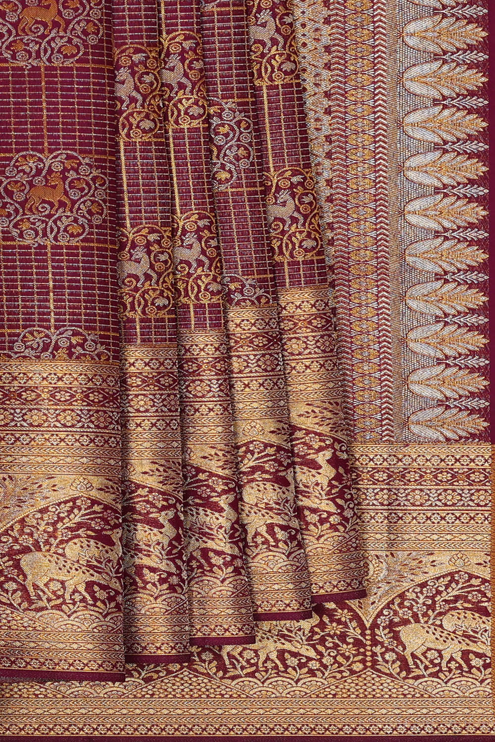 Image of Maroon Kanchipattu Brocade Saree
