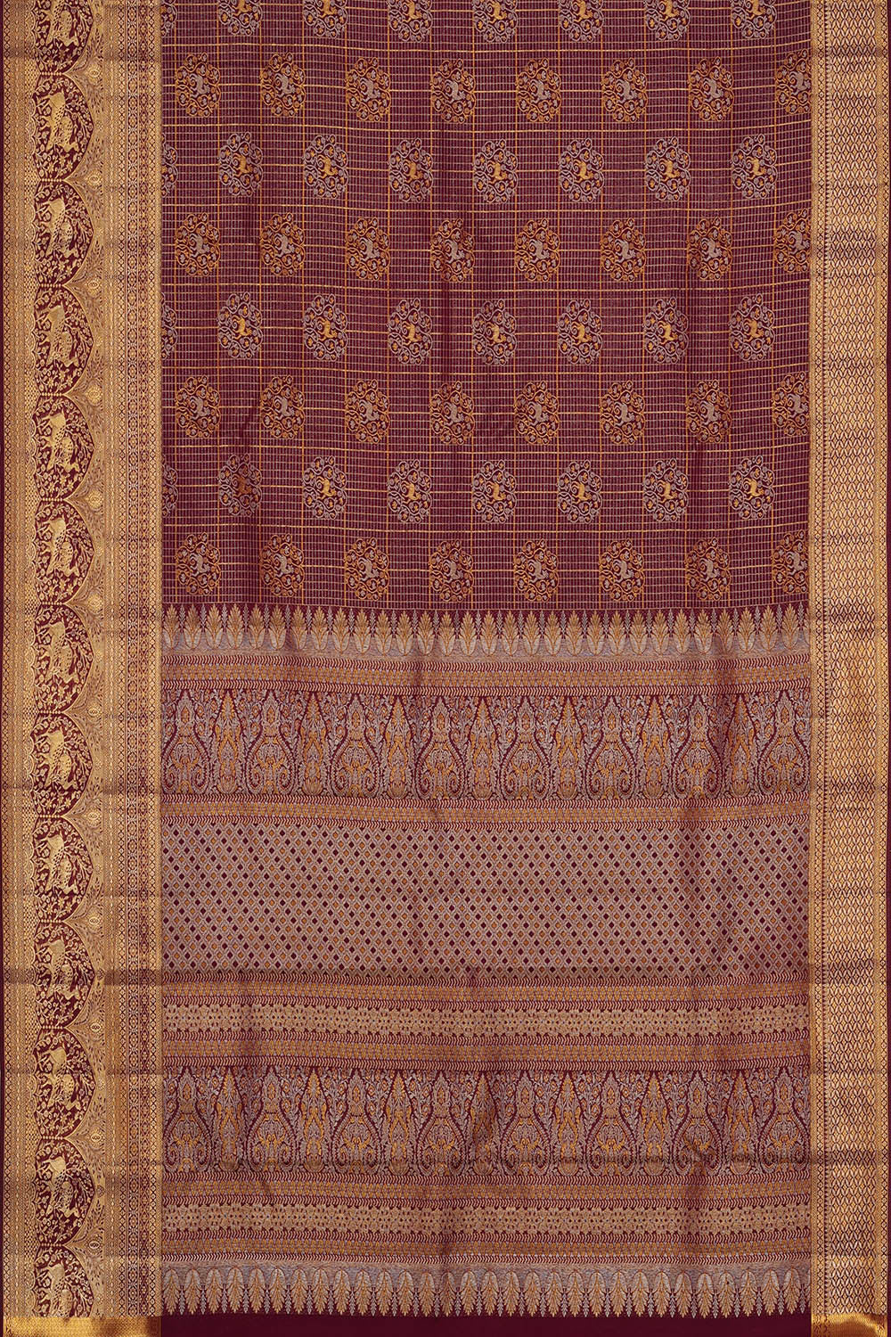 Image of Maroon Kanchipattu Brocade Saree