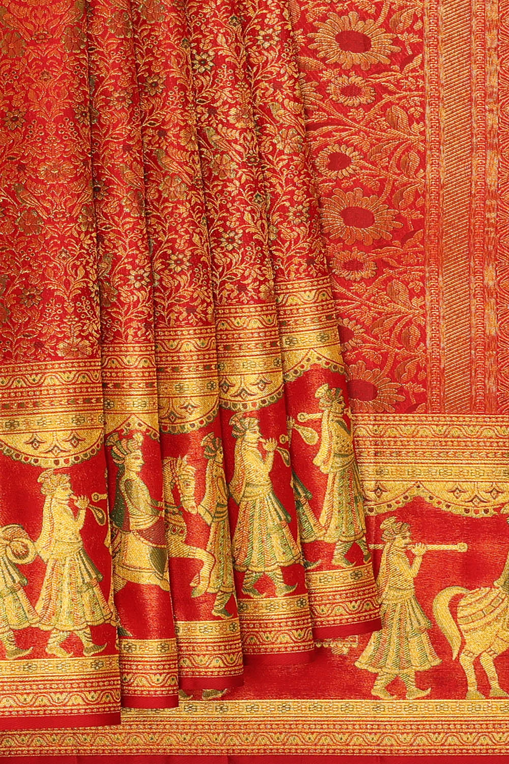 Image of Red Kanchipattu Brocade Saree