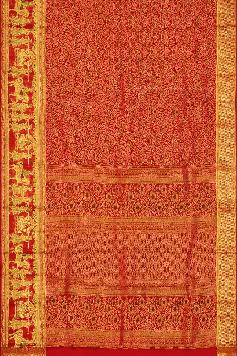 Image of Red Kanchipattu Brocade Saree
