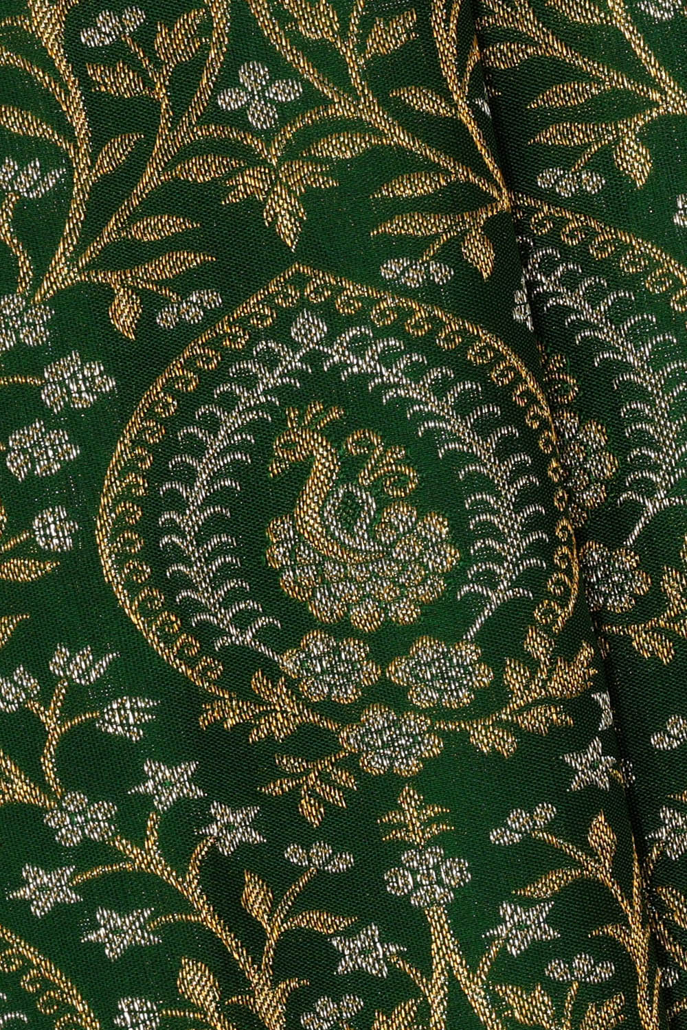 Image of Kanchipattu Bottle-Green Brocade Saree