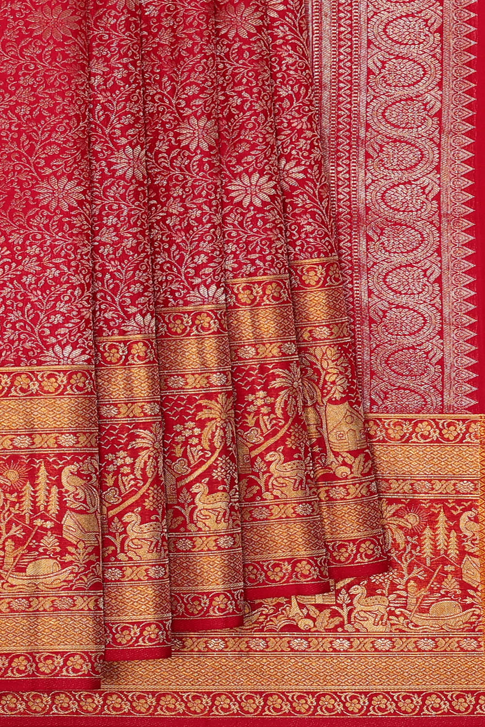 Image of Kanchipattu Red Brocade Saree
