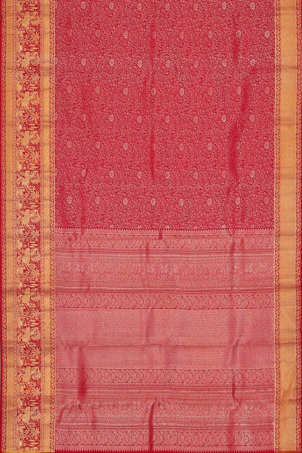 Image of Kanchipattu Red Brocade Saree