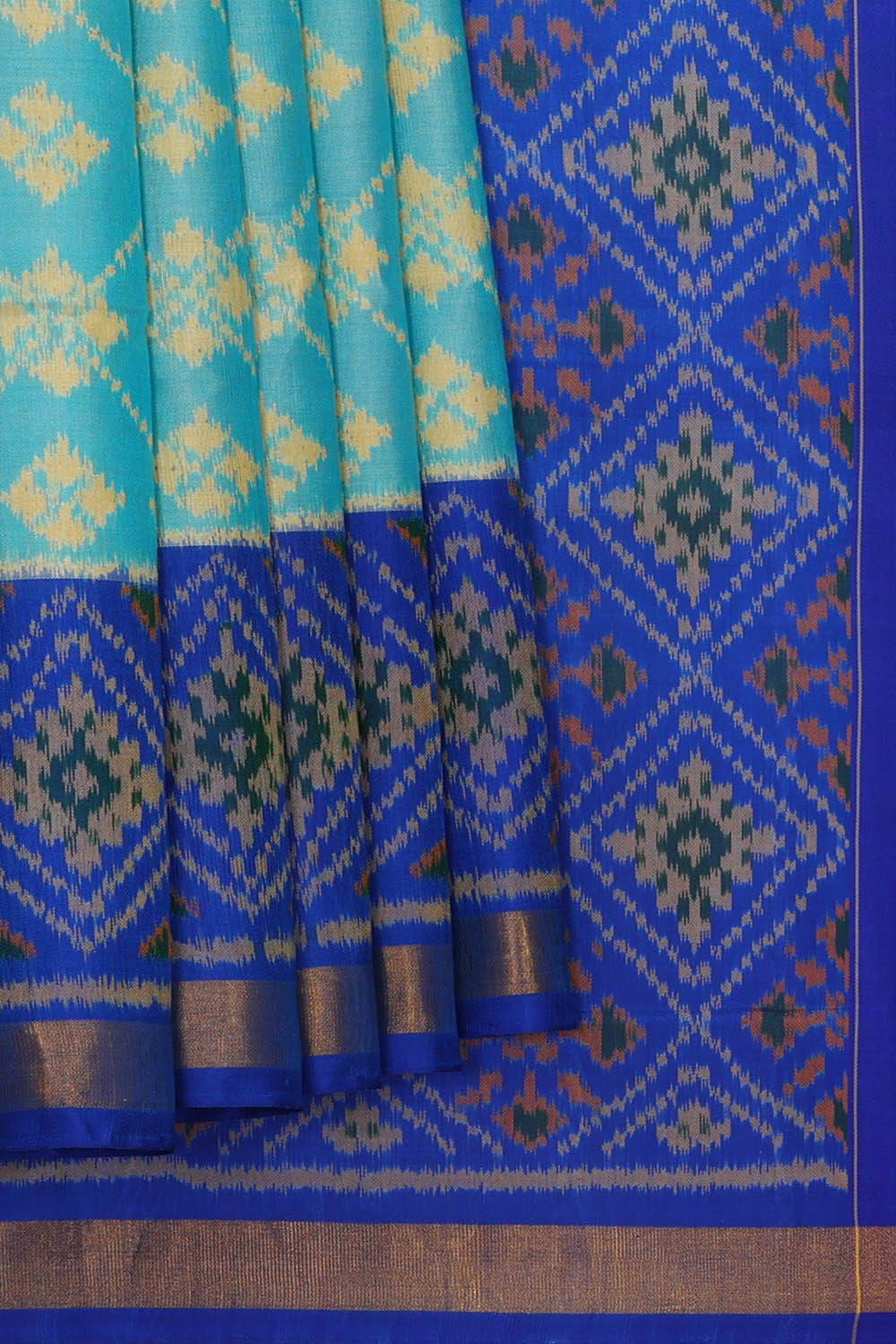Image of Sky-Blue Rajkot Silk Saree