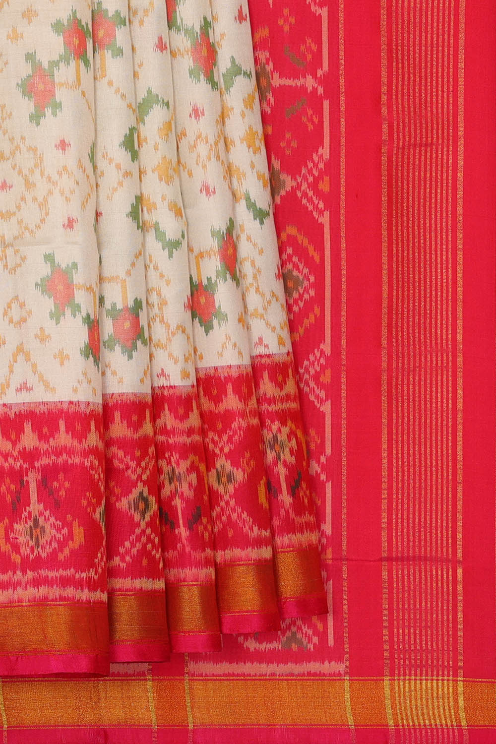 Image of White Rajkot Silk Saree