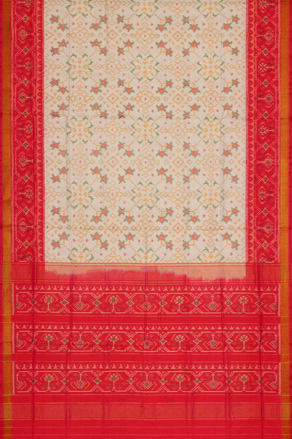 Image of White Rajkot Silk Saree