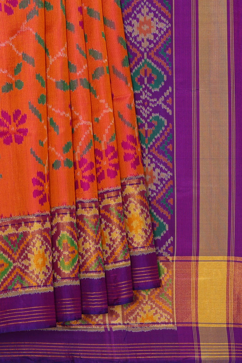 Image of Orange Rajkot Silk Saree