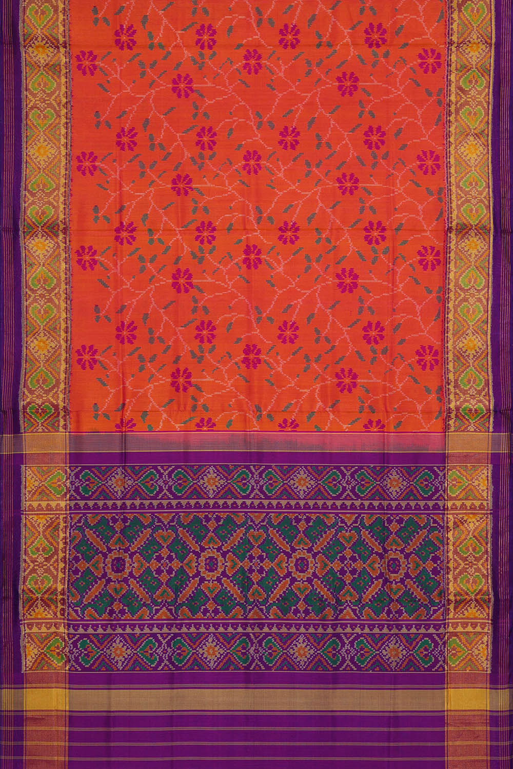 Image of Orange Rajkot Silk Saree