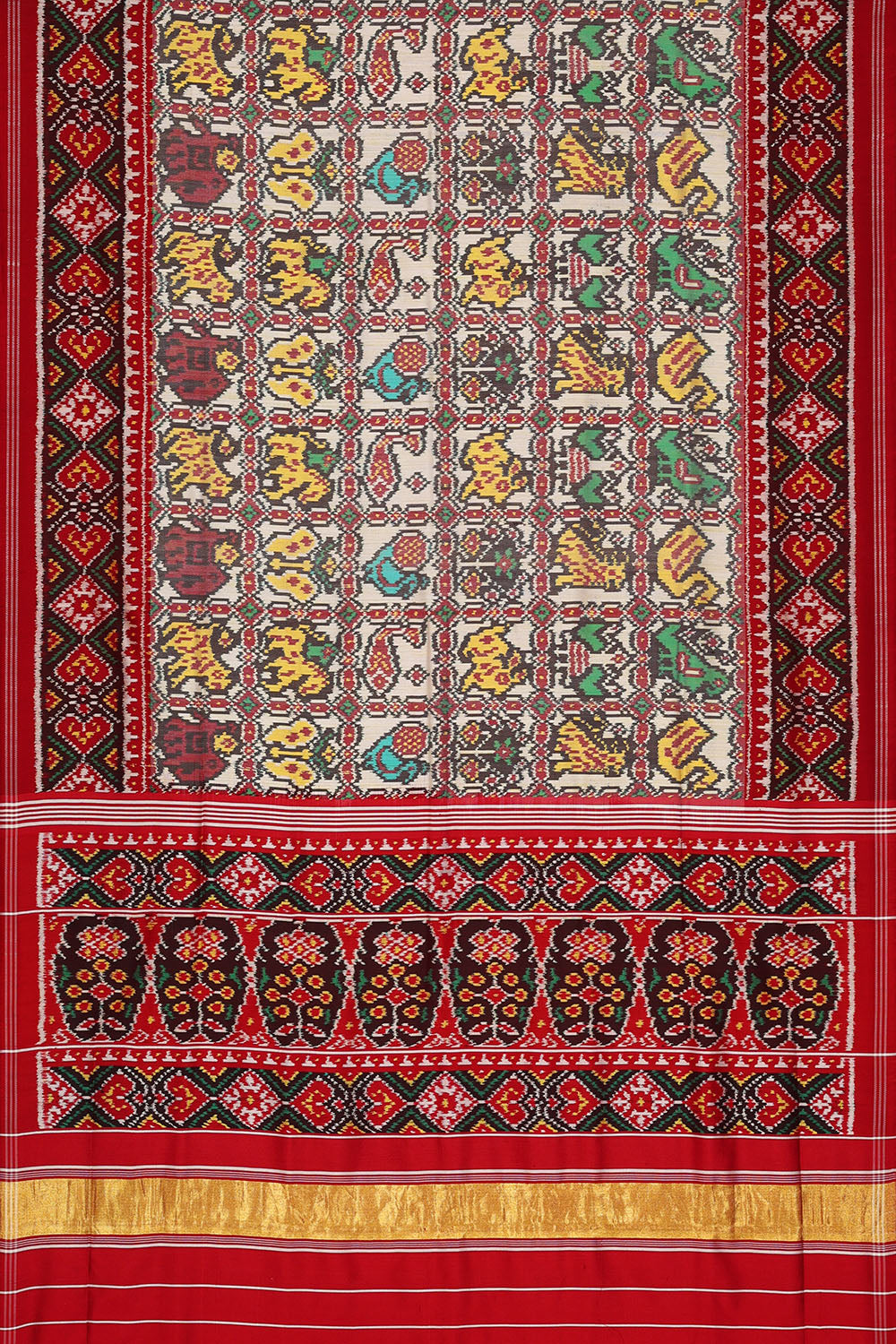 Image of Multi-Coloured Rajkot Patola Ikat Silk Saree