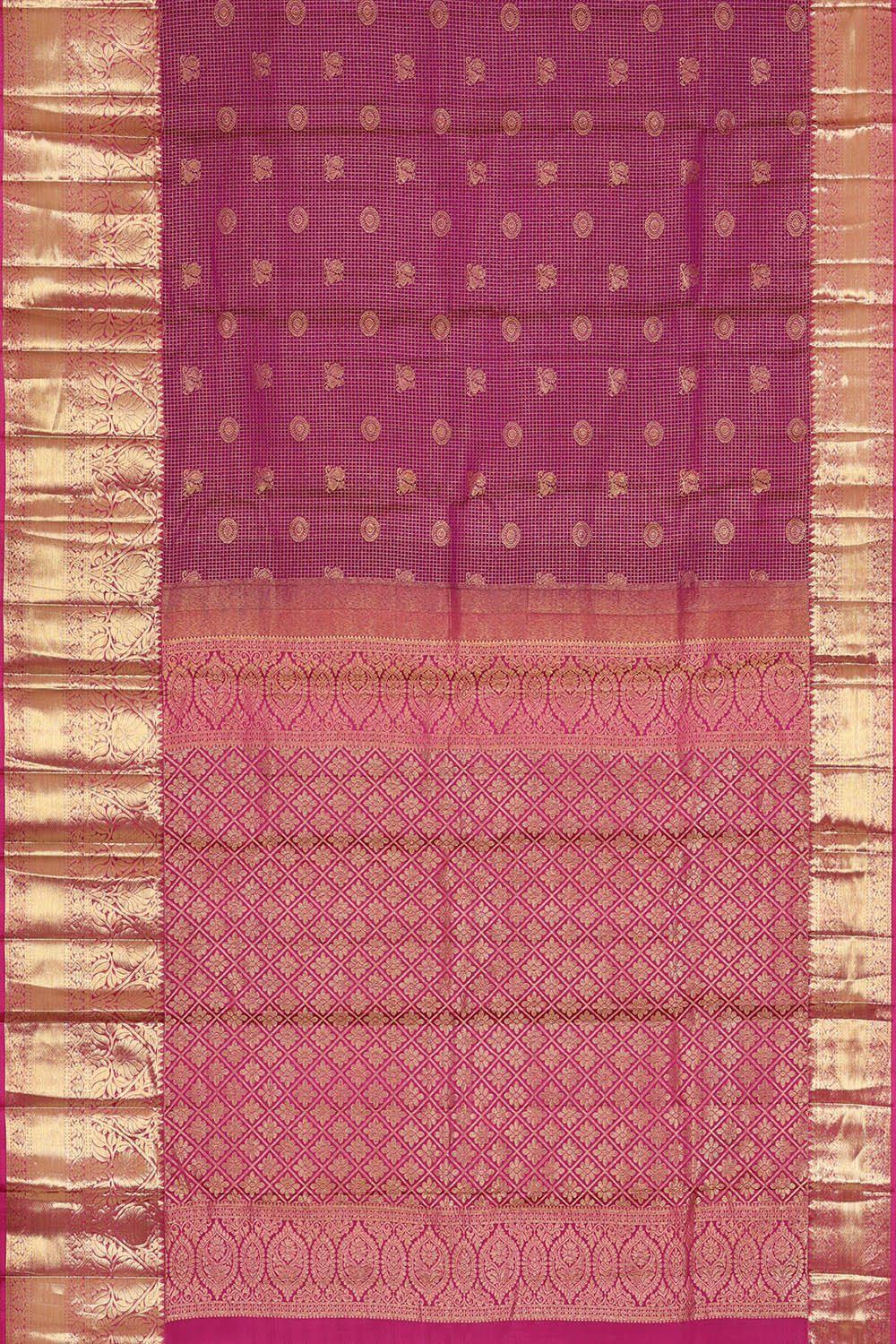 Image of Kanchipattu Purple Kattam Saree