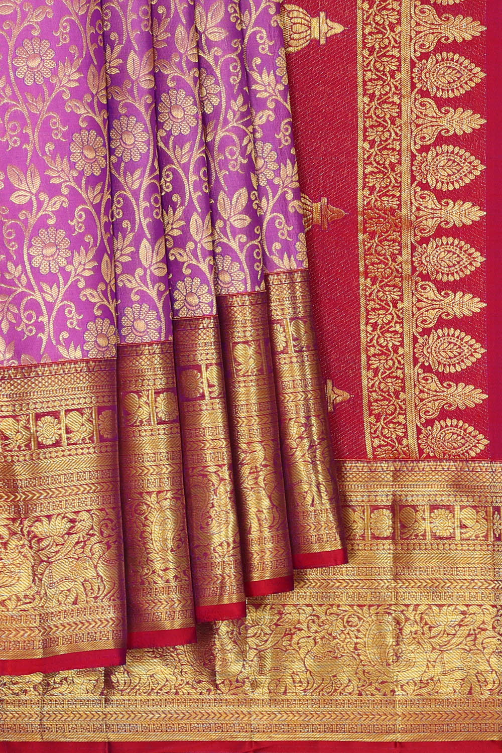 Image of Lavender-Purple Kanchipattu Brocade Saree