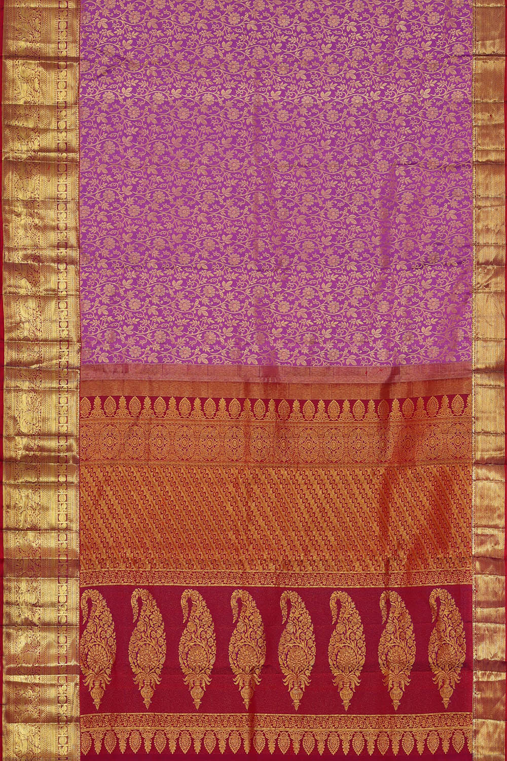 Image of Lavender-Purple Kanchipattu Brocade Saree