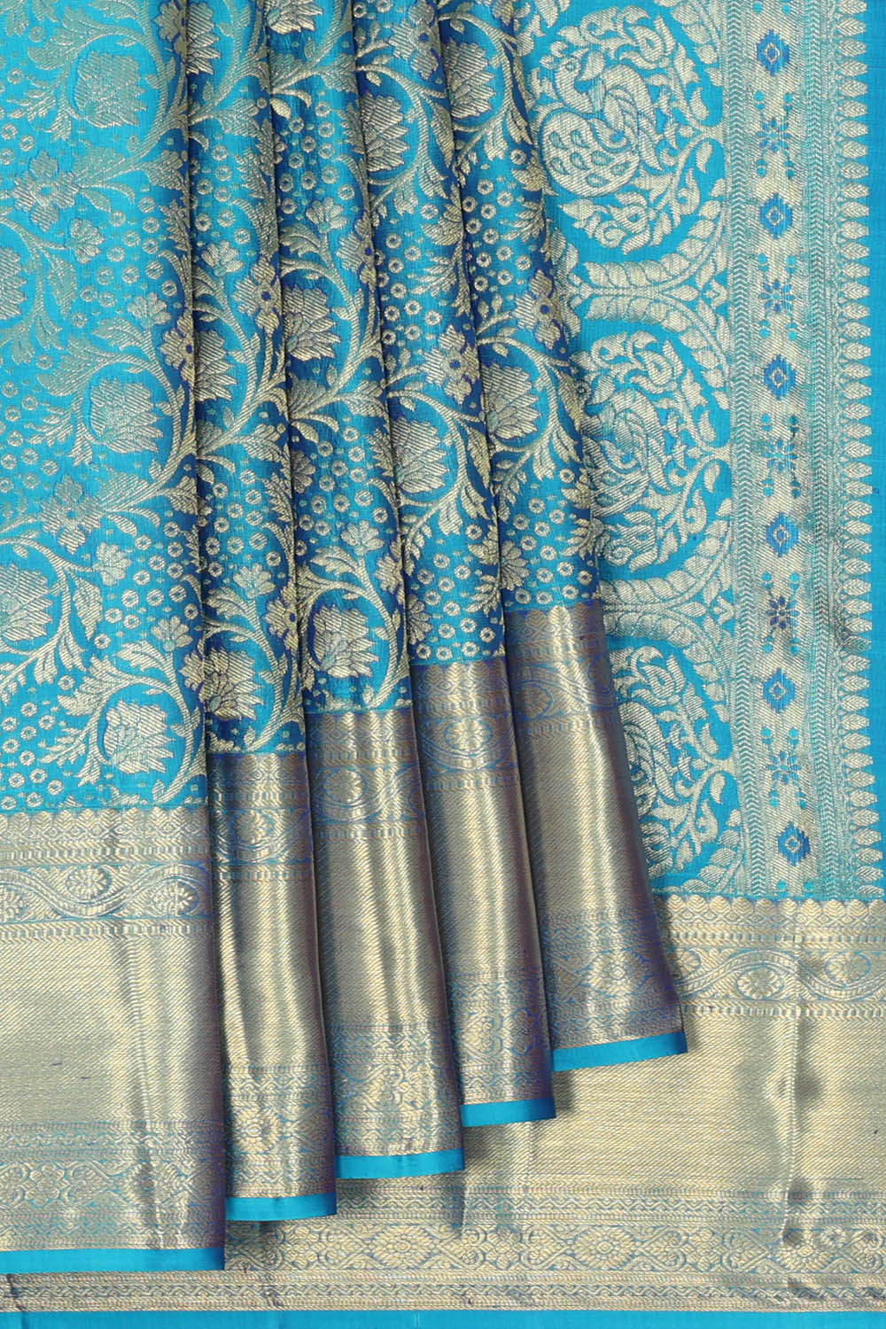 Image of Kanchipattu Blue Brocade Saree