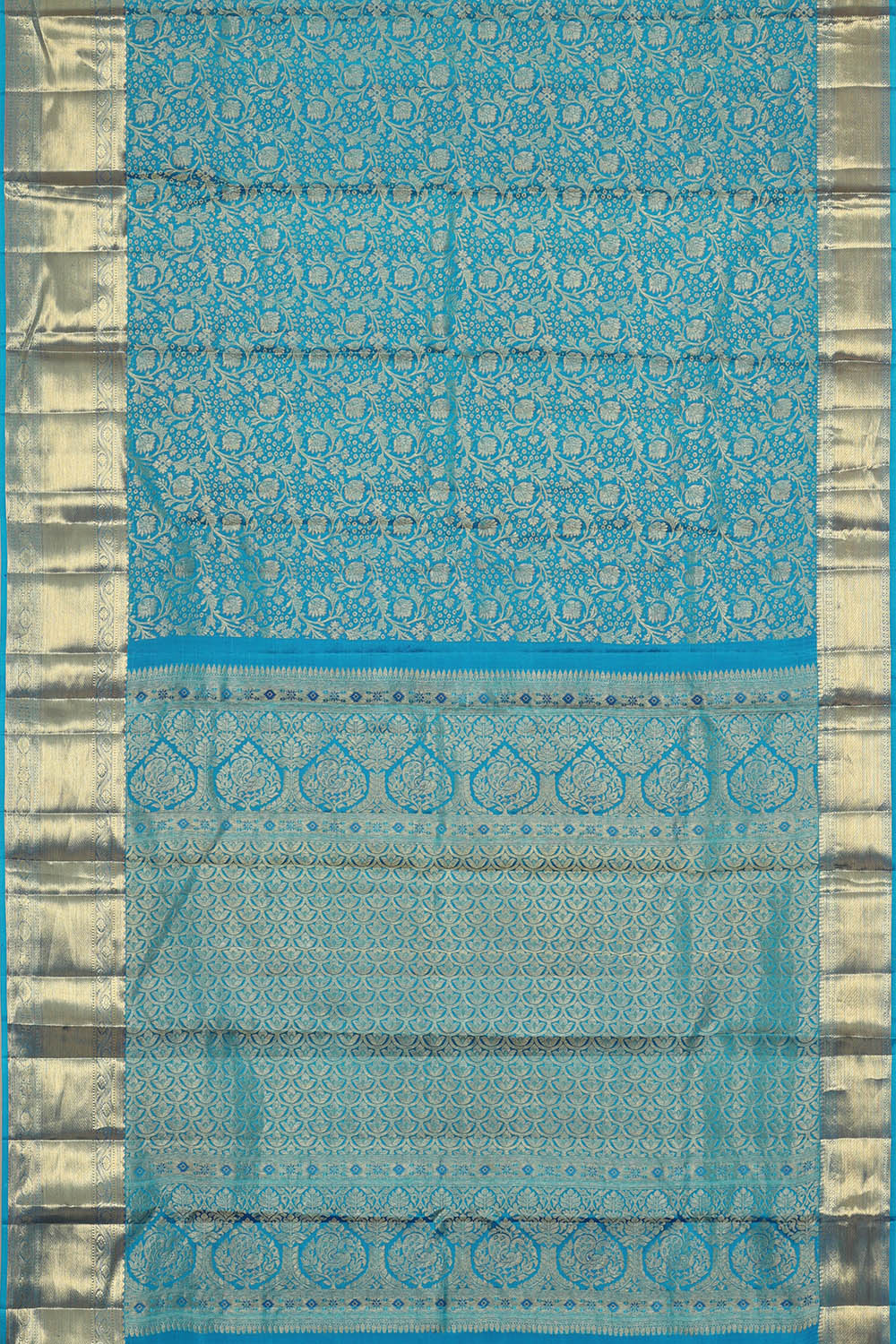 Image of Kanchipattu Blue Brocade Saree