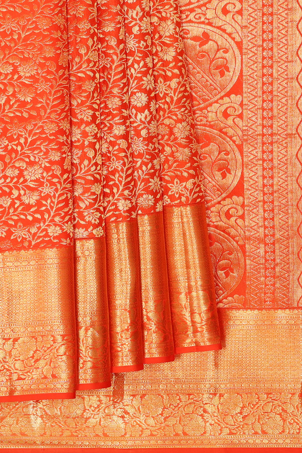Image of Kanchipattu Orange Brocade Saree