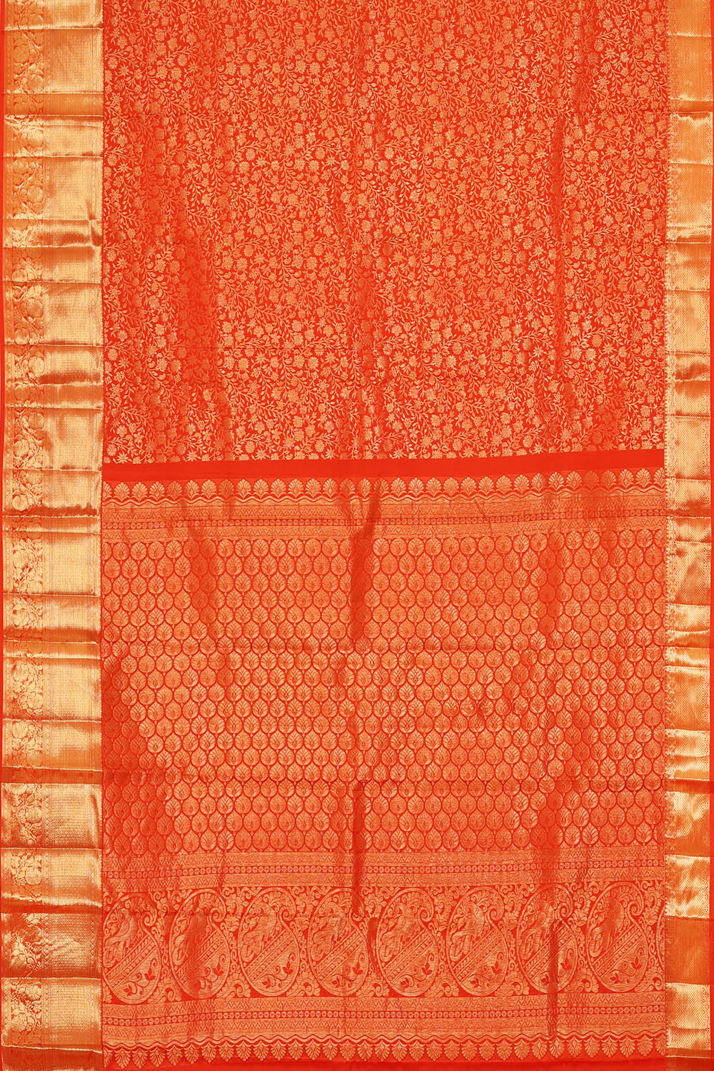 Image of Kanchipattu Orange Brocade Saree