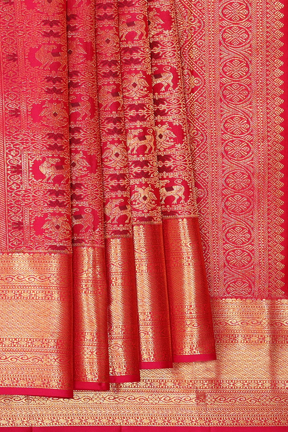 Image of Kanchipattu Red Brocade Saree